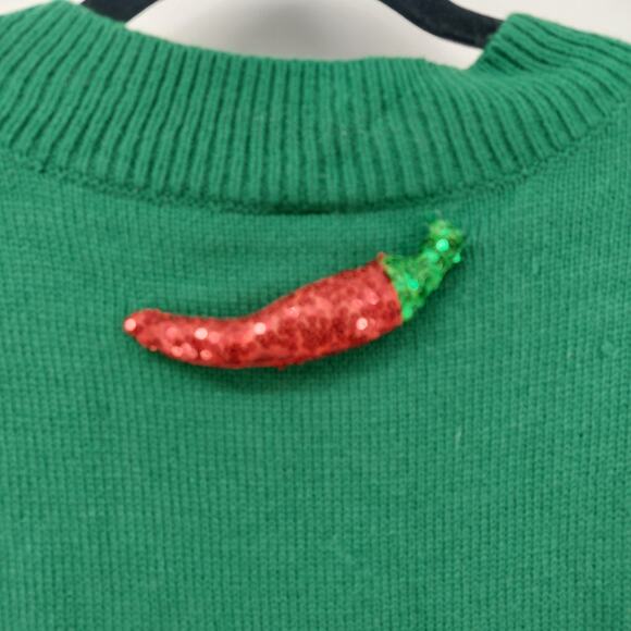 Holiday Time Sz 20 Green Ugly Christmas Sweater Red Pepper - Picture 10 of 16